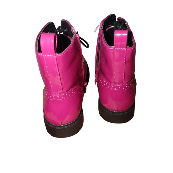 Hot Pink Combat Boots W/Lace-Up Front/Side Zippers & Black Soles SIZE: 3 - Dream - Picture 3 of 8